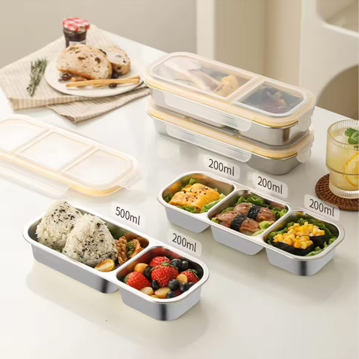 Food Snacks For Weight Loss - 304 3-compartment stainless steel light food