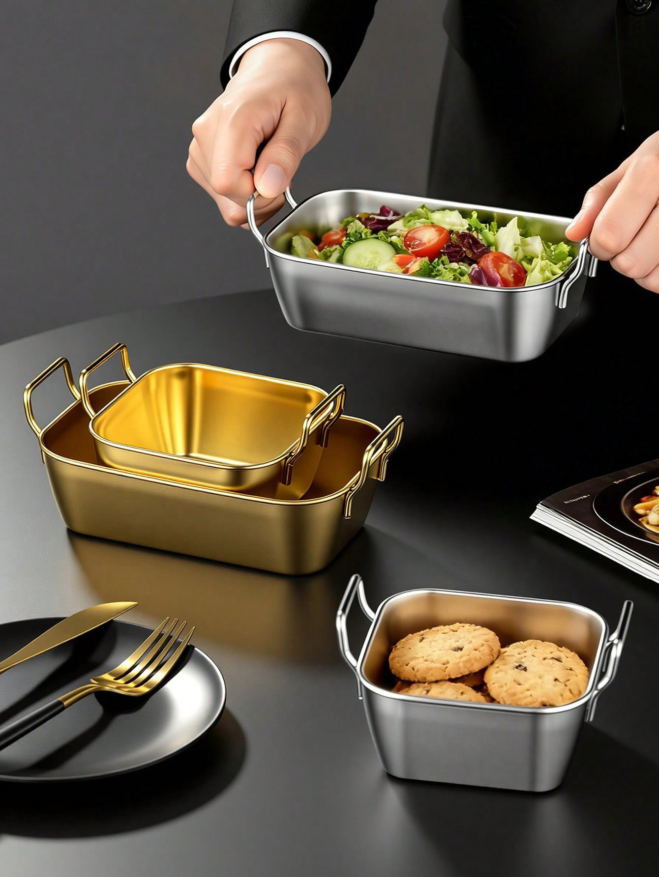 Food Snacks Basket - 1pc Stainless Steel Double-ear French Fries