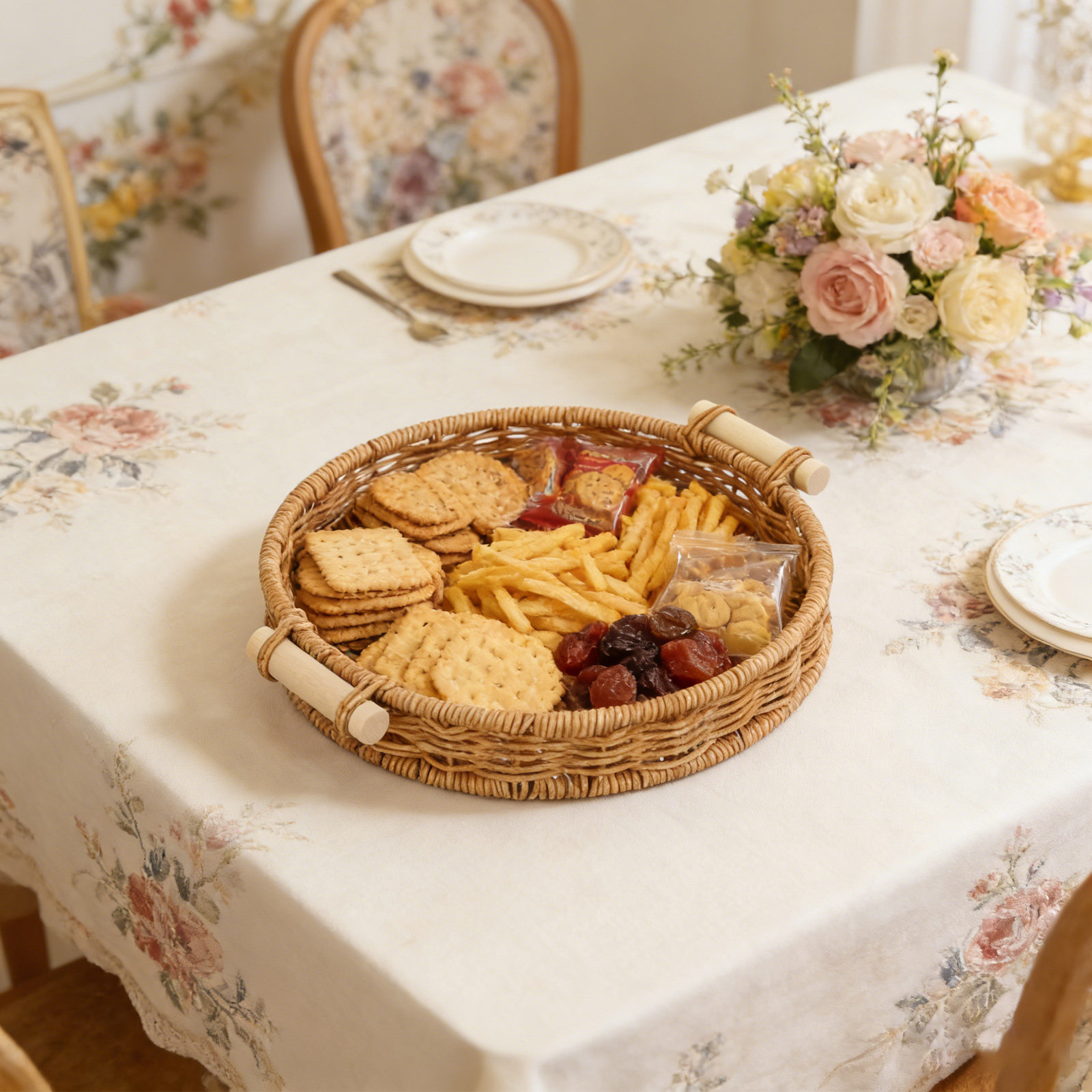 Imitation Rattan Bread Basket  - Food Snacks Basket ulasan dan harga