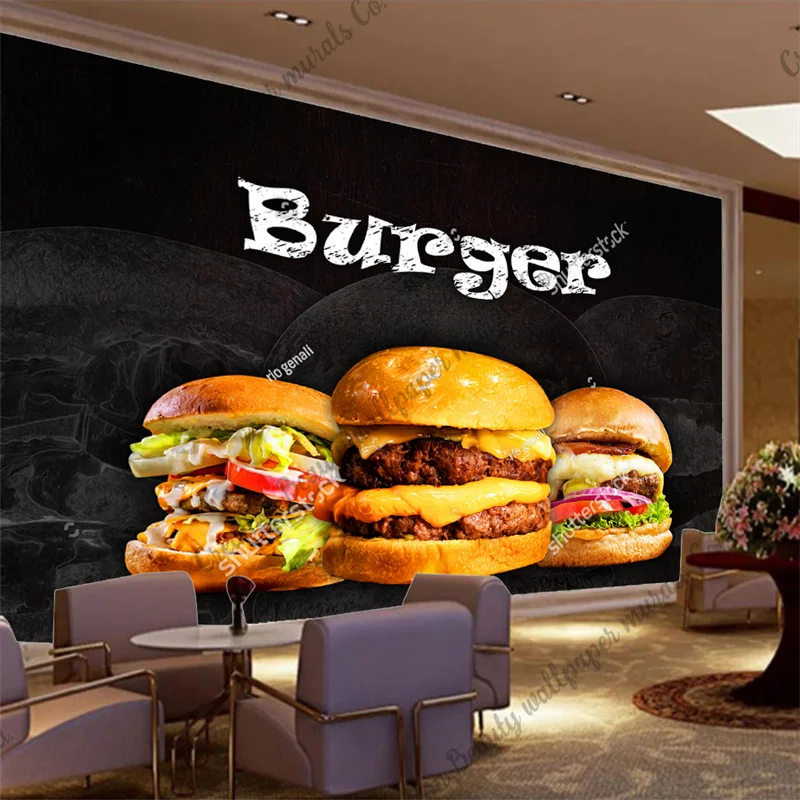 Custom Burger Photo Wallpaper  - Food Snacks Background ulasan dan harga