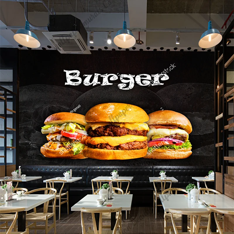 Custom Burger Photo Wallpaper  - Food Snacks Background ulasan dan harga