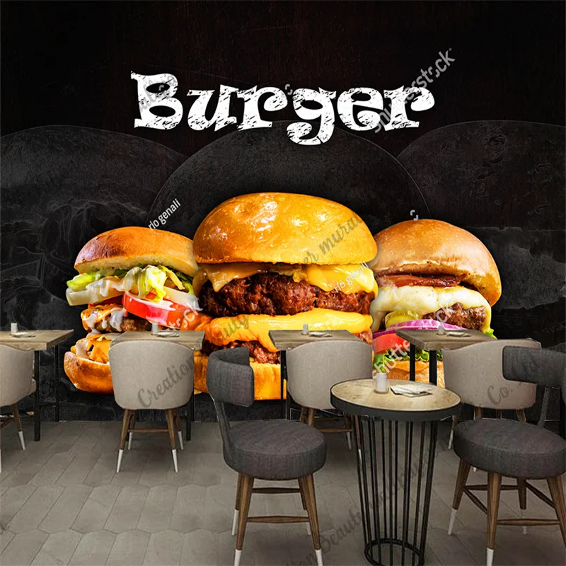 Custom Burger Photo Wallpaper  - Food Snacks Background ulasan dan harga