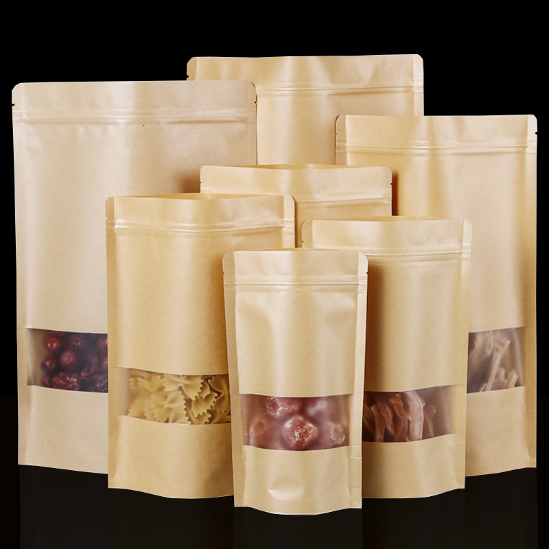 100PCS Brown Doypack Kraft Pac - Food Snacks Packets ulasan dan harga