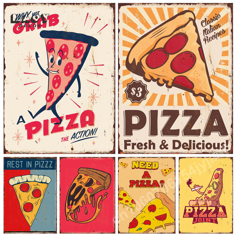 Pizza Funny Food Metal Tin Sig - Food Snacks Background ulasan dan harga