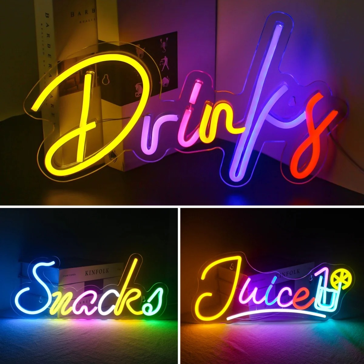 Drinks & Snacks Bar LED Neon L - Food Snacks Background ulasan dan harga