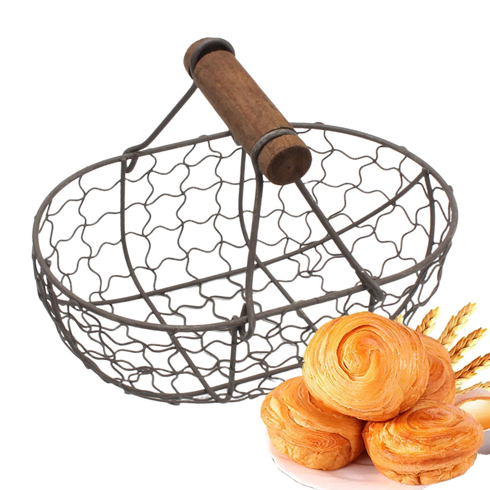 Iron Storage Basket with Woode - Food Snacks With Iron ulasan dan harga
