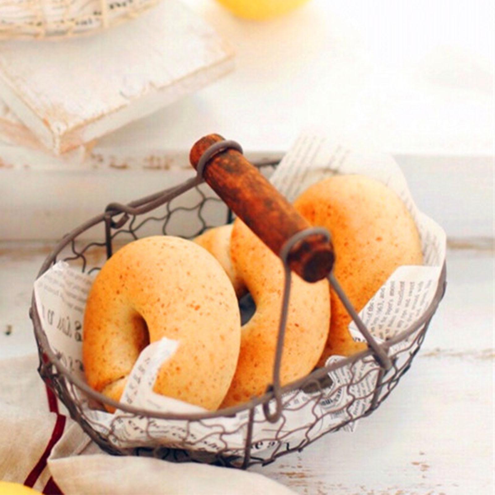 Iron Storage Basket with Woode - Food Snacks With Iron ulasan dan harga