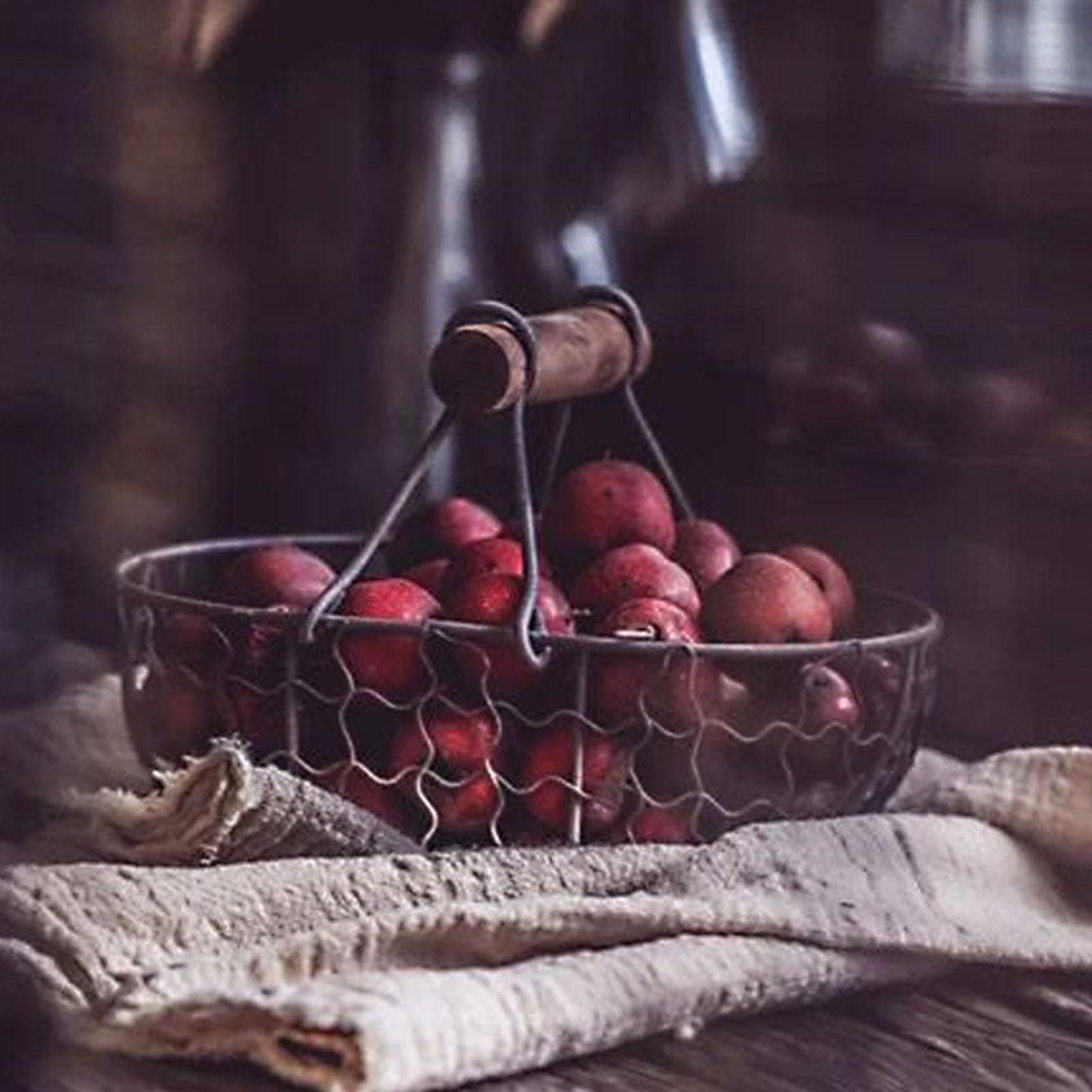 Iron Storage Basket with Woode - Food Snacks With Iron ulasan dan harga