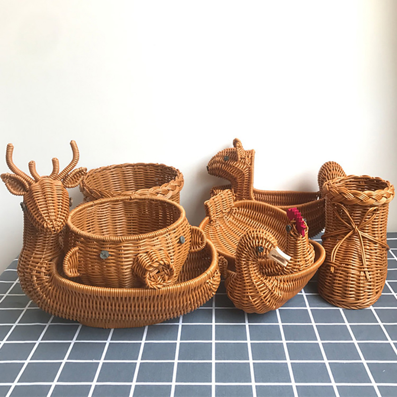 Rattan Woven Fruit Basket Cute - Food Snacks Basket ulasan dan harga