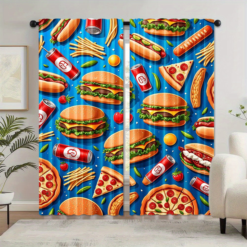 Fast Food Burger Pizza Curtain - Food Snacks Background ulasan dan harga