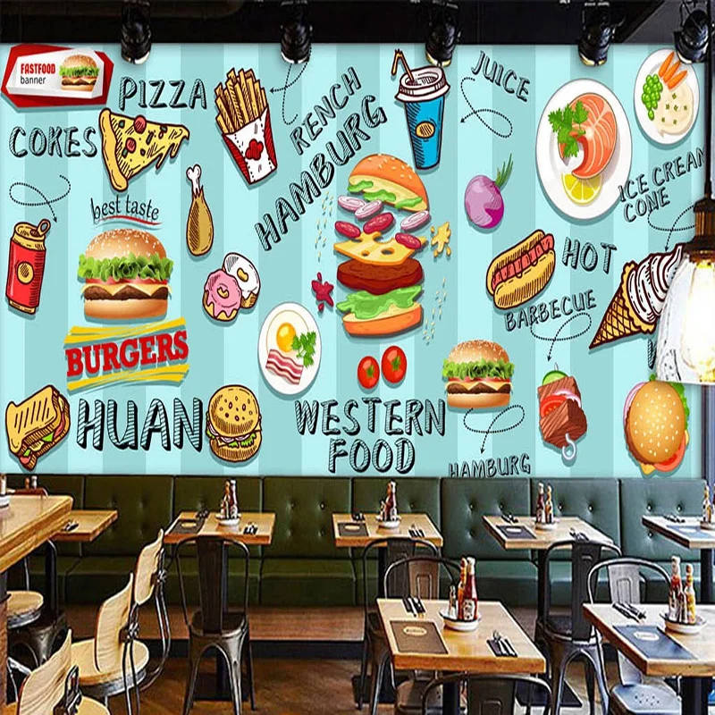 Custom 3D Wallpaper Hand-paint - Food Snacks Background ulasan dan harga
