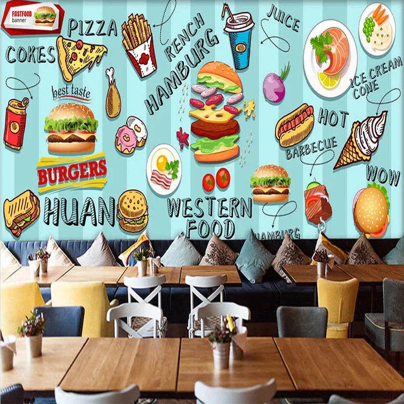 Custom 3D Wallpaper Hand-paint - Food Snacks Background ulasan dan harga
