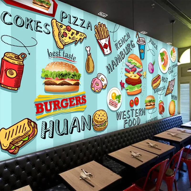 Custom 3D Wallpaper Hand-paint - Food Snacks Background ulasan dan harga