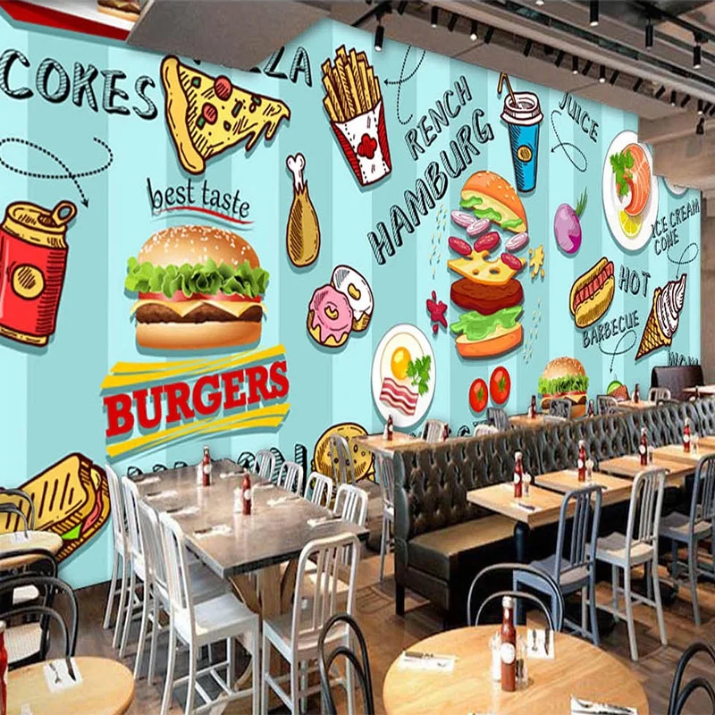 Custom 3D Wallpaper Hand-paint - Food Snacks Background ulasan dan harga