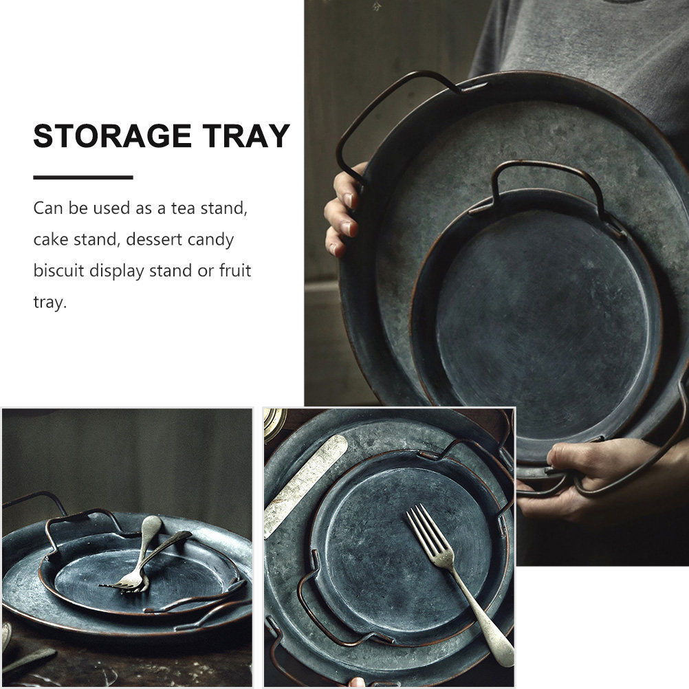 1Pcs Rustic Iron Storage Tray  - Food Snacks With Iron ulasan dan harga