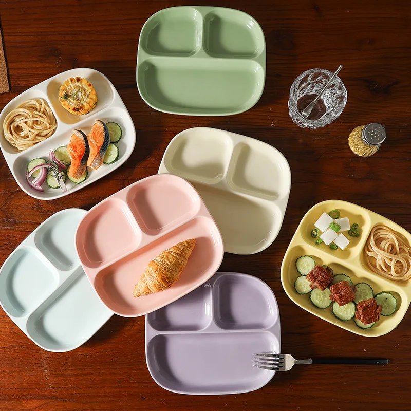 Triple Grid Ceramic Breakfast  - Food Snacks For Weight Loss ulasan dan harga