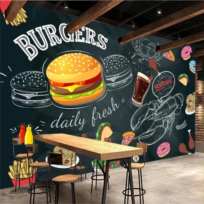 Blackboard Hand Painted Burger - Food Snacks Background ulasan dan harga