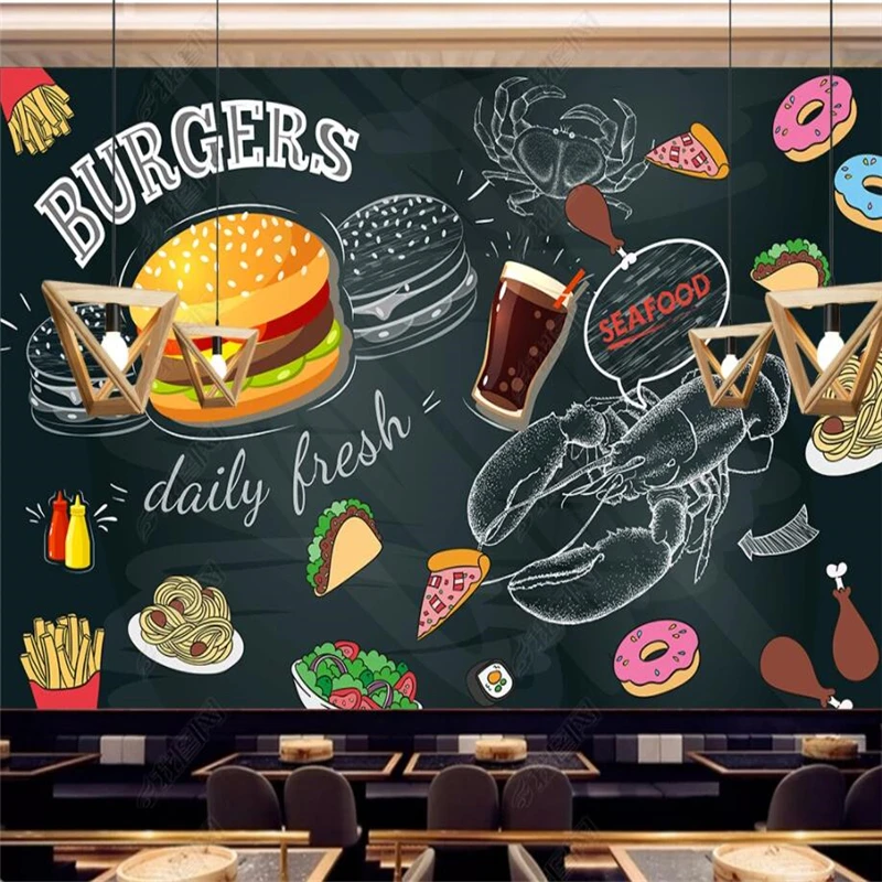 Blackboard Hand Painted Burger - Food Snacks Background ulasan dan harga