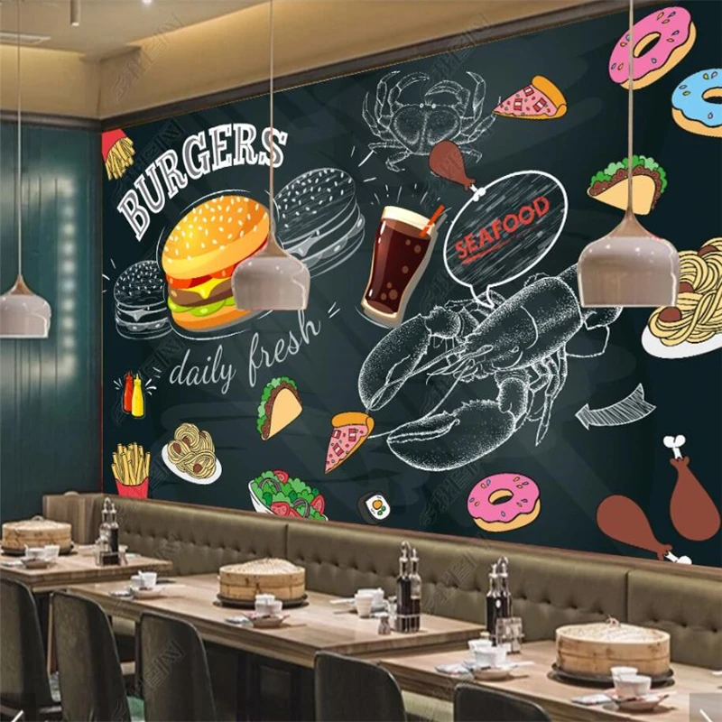 Blackboard Hand Painted Burger - Food Snacks Background ulasan dan harga