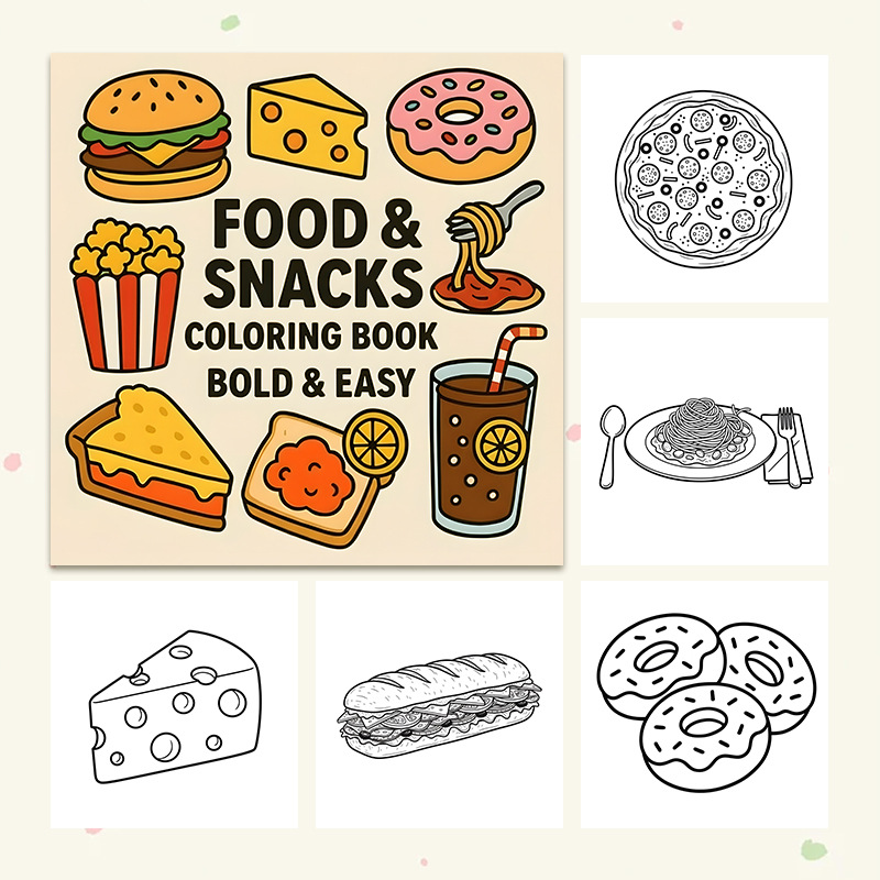 Thick Food & Snack Themed Colo - Food Snacks Coloring Book ulasan dan harga