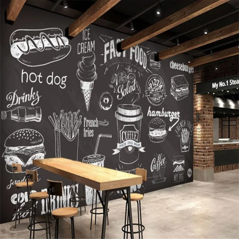 Custom Hand-painted Blackboard - Food Snacks Background ulasan dan harga