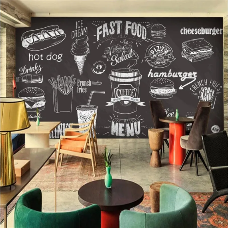 Custom Hand-painted Blackboard - Food Snacks Background ulasan dan harga